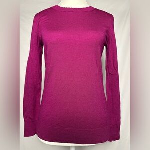 BANANA REPUBLIC 100% Merino Wool Scalloped Edge Pink Long Sleeve Size S